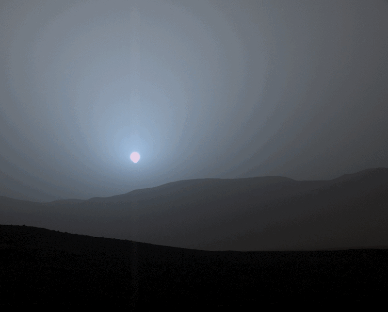 Pôr do sol na cratera Gale